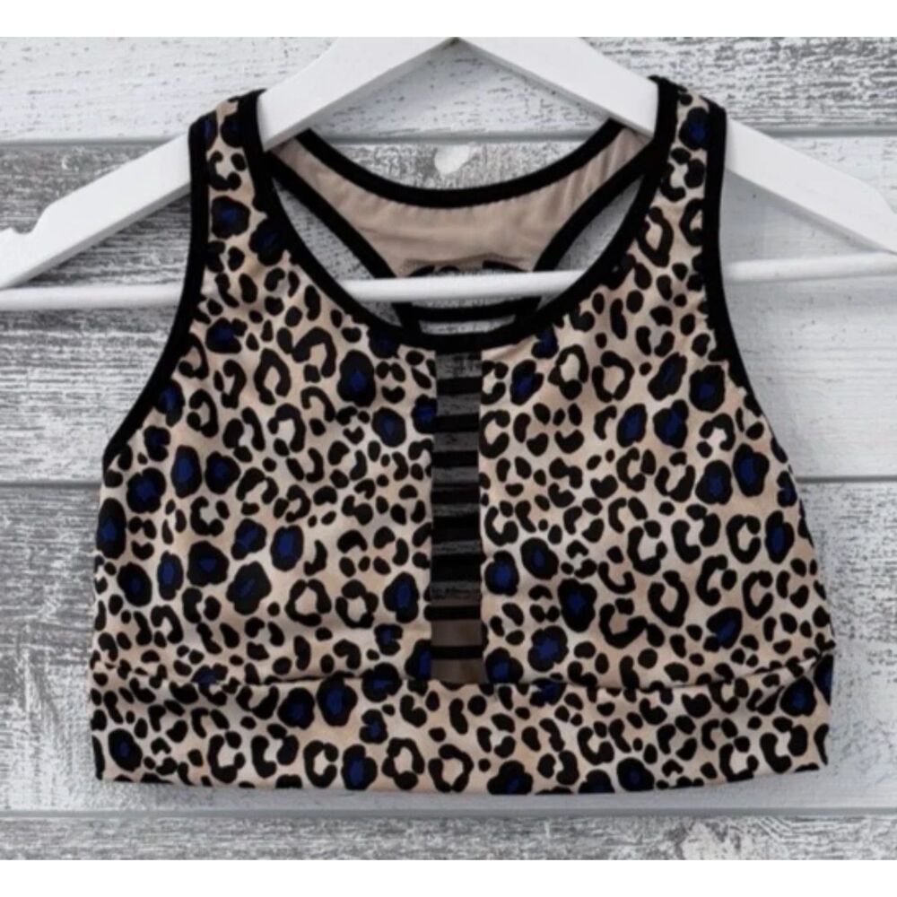 Victoria Secret Sport Bralette Womens Medium Tan Cheetah Pullover